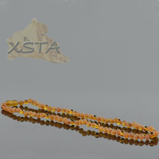Baroque amber beads necklace with raw amber